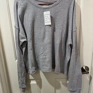 Thread & Supply Gray Waffle Knit Top